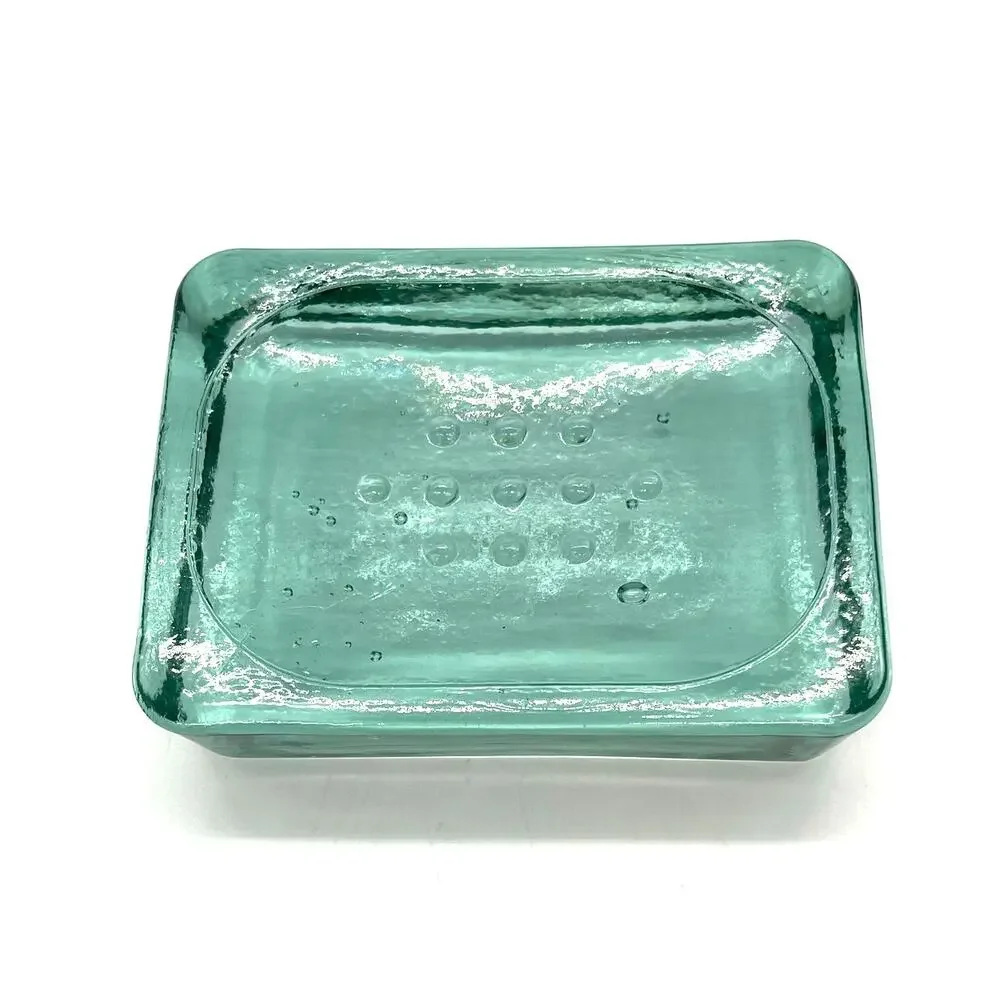 Threshold Recycled Glass Soap Dish Thick Heavy Green Glass